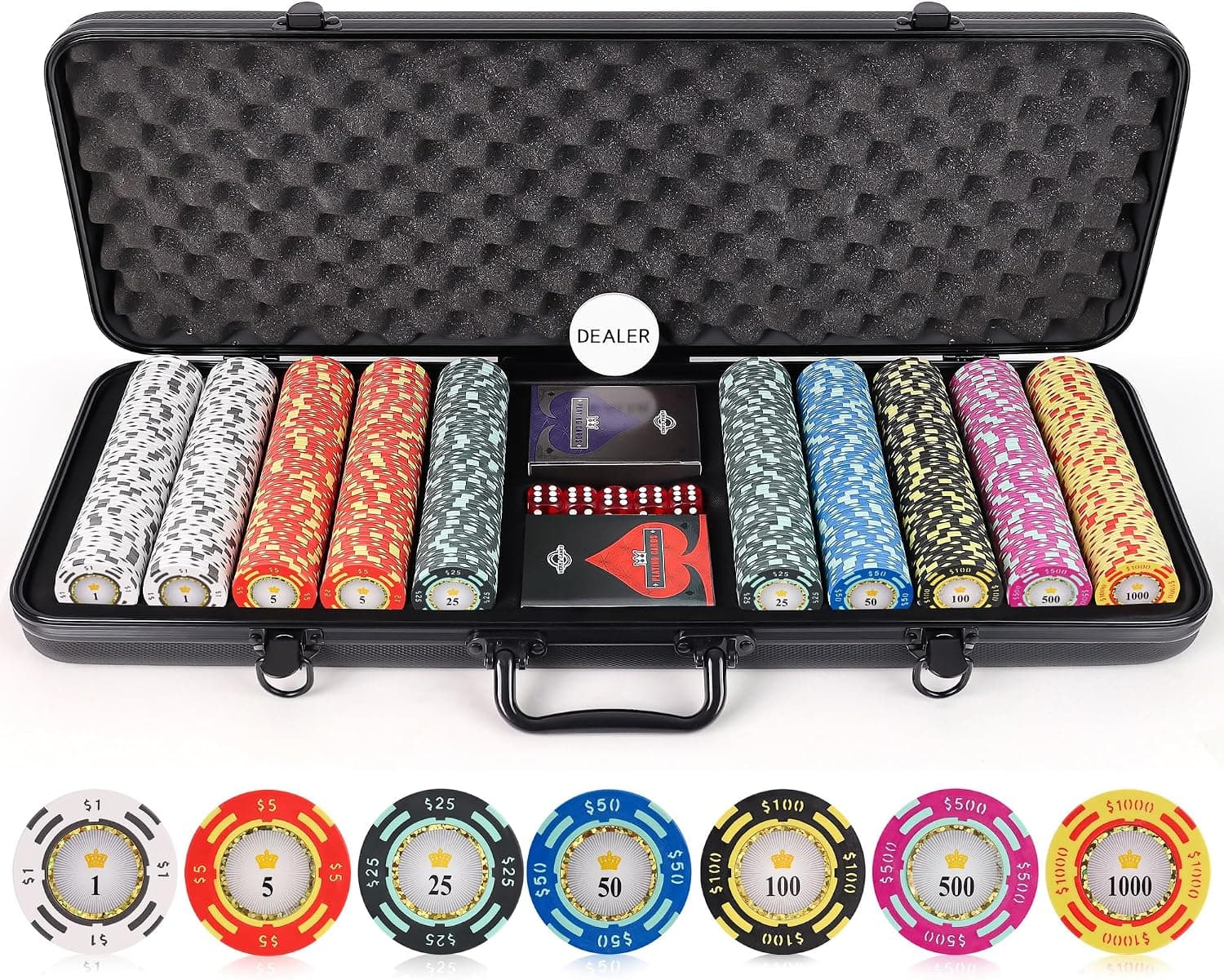 A mass-produced home-game poker chip set