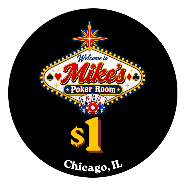 The finished “Welcome to Mike's Poker Room” logo, exported from Canva as a round PNG